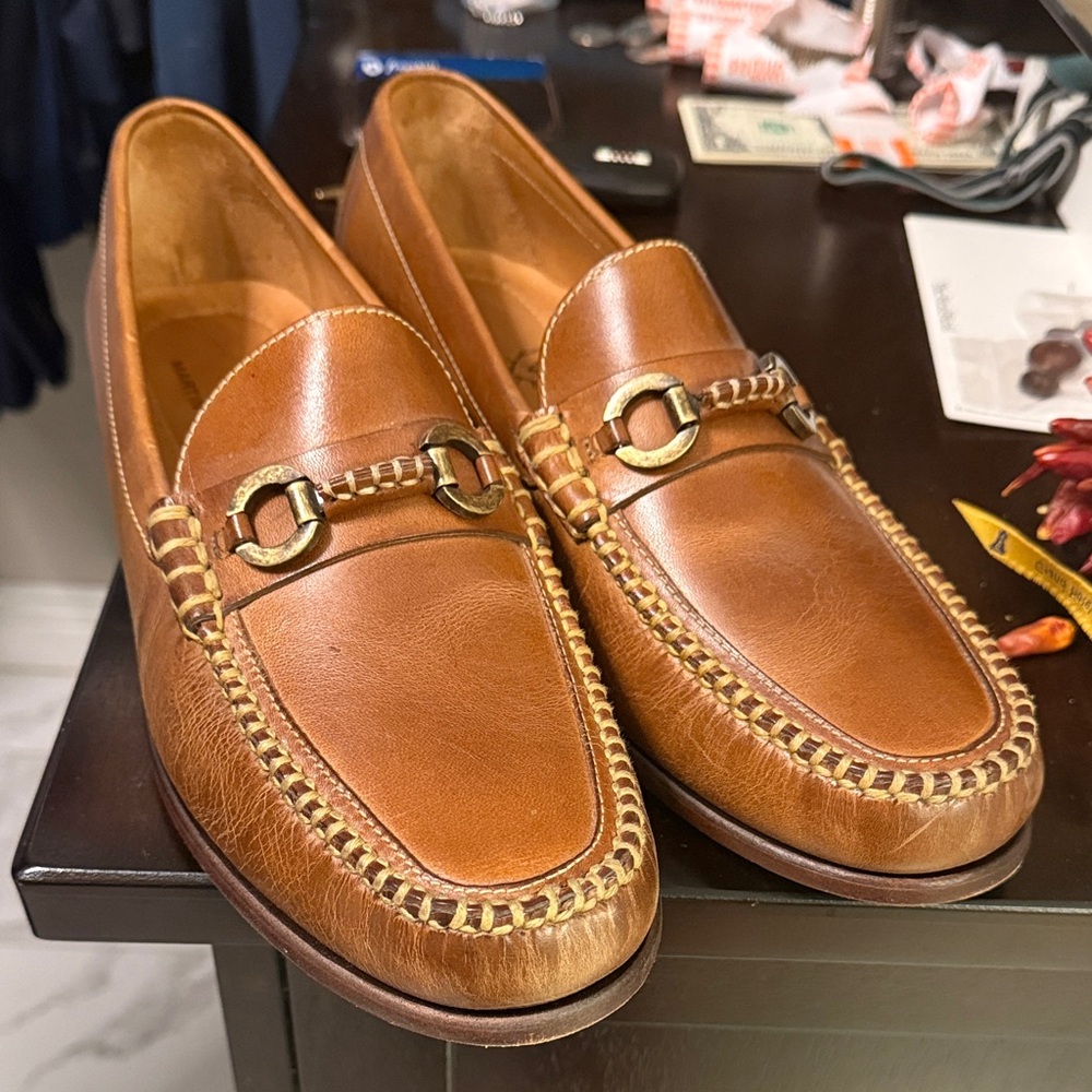 Martin Dingman Old Row Oiled Saddle Leather Horse Bit Loafers - Cigar